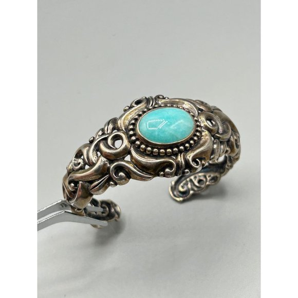 Carolyn Pollack Cuff Bracelet Relios Sterling Silver Bracelet Blue Larimar Stone - Picture 10 of 12